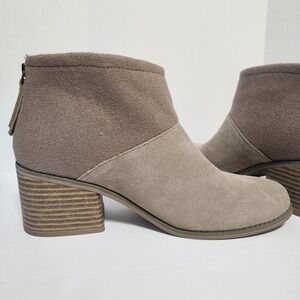 TOMS Women's Ankle Boots Size 9.5 Bootie Forged Iron Suede Felt Desert Taupe